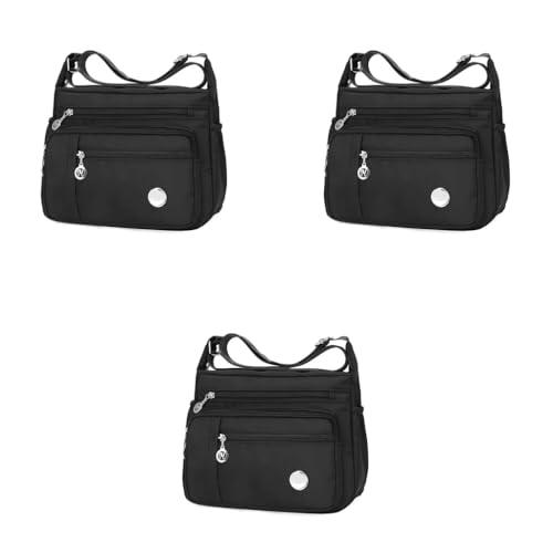 PALAY® Womens Crossbody Bag Nylon Waterproof Multipocket Sling Adjustable Shoulder Strap Black 25x21x10cm 3 PCS PALAY® Womens Crossbody Bag Nylon Waterproof Multipocket Sling Adjustable Shoulder Strap Black 25x21x10cm 3 PCS